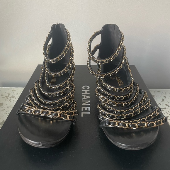 Chanel Chain Sandals SZ 38.5 w/box - Picture 3 of 5